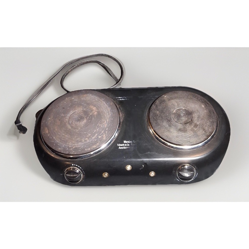 Farberware Double Burner Portable Electric Cooktop Black 8" and 6" Burners
